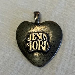 Kenneth Wyatt Pewter Jesus Lord Heart Pendant